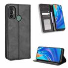 For Tecno Spark 7 Magnetic Buckle Retro Texture Leather Phone Case(Black) - 1