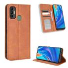 For Tecno Spark 7 Magnetic Buckle Retro Texture Leather Phone Case(Brown) - 1