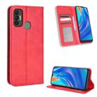 For Tecno Spark 7 Magnetic Buckle Retro Texture Leather Phone Case(Red) - 1