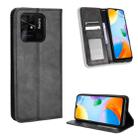 For Xiaomi Redmi 10C Magnetic Buckle Retro Texture Leather Phone Case(Black) - 1