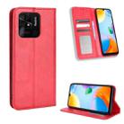 For Xiaomi Redmi 10C Magnetic Buckle Retro Texture Leather Phone Case(Red) - 1