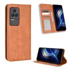 For Xiaomi Redmi Note 10S Magnetic Buckle Retro Texture Leather Phone Case(Brown) - 1