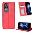 For Xiaomi Redmi Note 10S Magnetic Buckle Retro Texture Leather Phone Case(Red) - 1