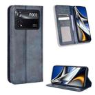 For Xiaomi Poco M4 Pro 4G Big Hole Magnetic Buckle Retro Texture Leather Phone Case(Blue) - 1