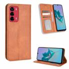 For ZTE Blade A72 / V40 Vita Magnetic Buckle Retro Texture Leather Phone Case(Brown) - 1