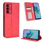 For ZTE Blade A72 / V40 Vita Magnetic Buckle Retro Texture Leather Phone Case(Red) - 1