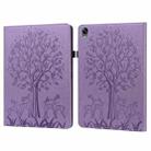 For OPPO Pad 11 inch Tree & Deer Pattern Pressed Printing Leather Tablet Case(Purple) - 1