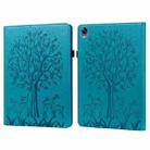 For OPPO Pad 11 inch Tree & Deer Pattern Pressed Printing Leather Tablet Case(Blue) - 1