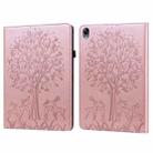 For OPPO Pad 11 inch Tree & Deer Pattern Pressed Printing Leather Tablet Case(Pink) - 1