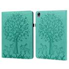 For OPPO Pad 11 inch Tree & Deer Pattern Pressed Printing Leather Tablet Case(Green) - 1