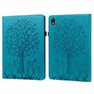 For Lenovo Legion Y700 Tree & Deer Pattern Pressed Printing Leather Tablet Case(Blue) - 1
