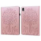 For Lenovo Legion Y700 Tree & Deer Pattern Pressed Printing Leather Tablet Case(Pink) - 1