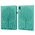 For Lenovo Legion Y700 Tree & Deer Pattern Pressed Printing Leather Tablet Case(Green) - 1