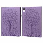 Tree & Deer Pattern Pressed Printing Leather Tablet Case For iPad mini 6 2021(Purple) - 1