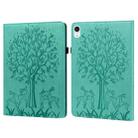 For iPad mini 6 Tree & Deer Pattern Pressed Printing Leather Tablet Case(Green) - 1