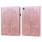 For Samsung Galaxy Tab A8 10.5 2021 SM-X200 / SM-X205 Tree & Deer Pattern Pressed Printing Leather Tablet Case(Pink) - 1