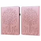 For Amazon Kindle Paperwhite 5 2021 Tree & Deer Pattern Pressed Printing Leather Tablet Case with Sleep / Wake-up(Pink) - 1