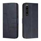 For Sony Xperia 1 III Stitching Calf Texture Buckle Leather Phone Case(Blue) - 1