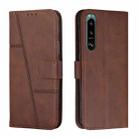 For Sony Xperia 5 III Stitching Calf Texture Buckle Leather Phone Case(Brown) - 1