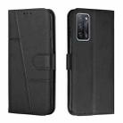 For OPPO A16/A16S/A54S/A55 5G/A53S 5G Stitching Calf Texture Buckle Leather Phone Case(Black) - 1