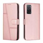 For OPPO A16/A16S/A54S/A55 5G/A53S 5G Stitching Calf Texture Buckle Leather Phone Case(Pink) - 1