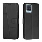 For OPPO Realme 8 / 8 Pro Stitching Calf Texture Buckle Leather Phone Case(Black) - 1