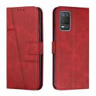 For OPPO Realme 8 5G/Realme V13 5G/Narzo 30 5G Stitching Calf Texture Buckle Leather Phone Case(Red) - 1