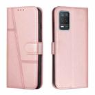 For OPPO Realme 8 5G/Realme V13 5G/Narzo 30 5G Stitching Calf Texture Buckle Leather Phone Case(Pink) - 1