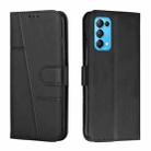 For OPPO Reno5 5G&4G / Find X3 Lite Stitching Calf Texture Buckle Leather Phone Case(Black) - 1