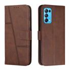 For OPPO Reno5 5G&4G / Find X3 Lite Stitching Calf Texture Buckle Leather Phone Case(Brown) - 1