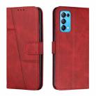 For OPPO Reno5 5G&4G / Find X3 Lite Stitching Calf Texture Buckle Leather Phone Case(Red) - 1