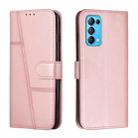 For OPPO Reno5 5G&4G / Find X3 Lite Stitching Calf Texture Buckle Leather Phone Case(Pink) - 1