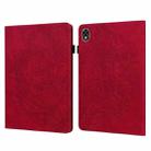 For Lenovo Legion Y700 Peacock Embossed Pattern TPU + PU Leather Tablet Case(Red) - 1