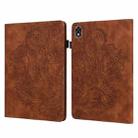 For Lenovo Legion Y700 Peacock Embossed Pattern TPU + PU Leather Tablet Case(Brown) - 1