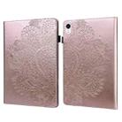 For iPad mini 6 Peacock Embossed Pattern TPU + PU Leather Tablet Case(Rose Gold) - 1