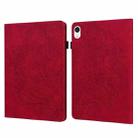 For iPad mini 6 Peacock Embossed Pattern TPU + PU Leather Tablet Case(Red) - 1