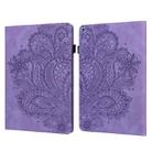 For Amazon Fire HD 10 2017 / 2019 Peacock Embossed Pattern Leather Tablet Case with Sleep / Wake-up Function(Purple) - 1