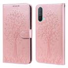 For OnePlus Nord CE 5G Tree & Deer Pattern Pressed Printing Horizontal Flip Leather Phone Case(Pink) - 1