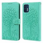 For Motorola Moto G9 Plus Tree & Deer Pattern Pressed Printing Horizontal Flip Leather Phone Case(Green) - 1