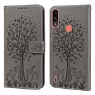 For Motorola Moto E7i Power / E7 Power Tree & Deer Pattern Pressed Printing Horizontal Flip Leather Phone Case(Grey) - 1