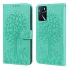 For OPPO A16 Tree & Deer Pattern Pressed Printing Horizontal Flip Leather Phone Case(Green) - 1