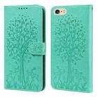 For iPhone SE 2022 / 7 / 8 / SE 2020 Tree & Deer Pattern Pressed Printing Horizontal Flip Leather Phone Case(Green) - 1