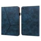 For OPPO Pad Solid Color Embossed Striped Leather Case(Blue) - 1