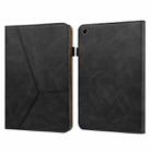 For OPPO Pad Solid Color Embossed Striped Leather Case(Black) - 1