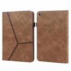 For OPPO Realme Pad Solid Color Embossed Striped Leather Case(Brown) - 1