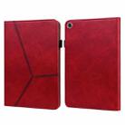 For OPPO Realme Pad Solid Color Embossed Striped Leather Case(Red) - 1