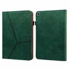 For OPPO Realme Pad Solid Color Embossed Striped Leather Case(Green) - 1