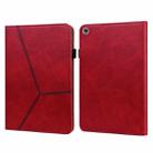 For Huawei MediaPad M5 Lite 10.1 Solid Color Embossed Striped Leather Case(Red) - 1