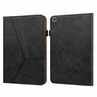 For Huawei MediaPad M5 Lite 10.1 Solid Color Embossed Striped Leather Case(Black) - 1