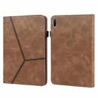 For Huawei MatePad 10.8 (2021) Solid Color Embossed Striped Leather Case(Brown) - 1